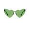 Siamese Piece Frameless Peach Heart Glasses Female Retro Love Heart-shaped Frog Mirror  - Green