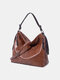 Retro Faux Leather Waterproof Convertible Strap Crossbody Bag Large Capacity Shoulder Bag - Brown