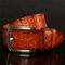 125CM Men High Quality Genuine Cowhide Leather Belt Strap Casual Pin Buckle Jeans Belt - Camel