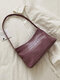 Women Crocodile Pattern Solid Satchel Shoulder Bag - Purple