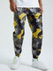 Men Colorful Camouflage Print Cargo Pants - Yellow