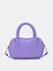 Women Faux Leather Vintage Patchwork Solid Color Crossbody Bag Brief Handbag - Purple