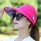 Women Summer Outdoor Gardening Anti-UV Foldable Beach Sunscreen Sun Hat Flower Print Cap - Rose Red