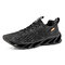 Men Knitted Fabric Breathable Sports Casual Running Sneakers - Black