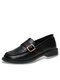 Sapatos Loafers Moda Feminina Jacaré Padrão Fivela Embelezada Confortável Biqueira Quadrada Black - Preto