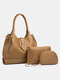 Womens Brown Tassel Rivet PU Leather Purses Satchel Handbags Shoulder Tote Bag Crossbody 3 PCS Purse Set - Yellow