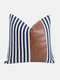 1PC Cotton Stitching Thick Stripes Creative Nordic Home Sofa Couch Car Bed Decorative Cushion Pillowcase Throw Cushion Cover - Navy