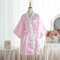純粋な色の短いネグリジェ着物薄いセクシーなバスローブ柔らかく快適 - ピンク