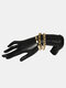 3 Pcs Vintage Thread Mix-Match Bracelet Set Adjustable C-Shaped Chain Women Bangle - Gold