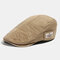 COLLROWN Mens Cotton Embroidery Painter Beret Caps Casual Outdoor Visor Forward Hat - Khaki