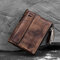 RFID Men And Women Genuine Leather Short Wallet 6 Card Slot Multi-function Vintage Coin Purse - Coffee