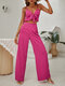 Pink Bowknow Strap Crop Top Back Zipper Two Pieces Suit - Rose