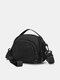 Men Dacron Casual Lightweight Multi-Pockets Solid Color Mini Crossbody Bag - Black
