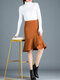 Elastic Waist Stitching Irregular Fishtail Skirt - Brown