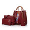 Women Faux Leather Four-piece Set Handbag Shoulder Bag Clutch Bag - Red