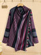 Châle en tricot à col bénitier à rayures et à pampilles Plus Cardigan de taille - Bordeaux