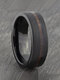 Vintage Stainless Steel Wood Grain Men Ring Party Anniversary Gift - Black