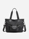 JOSEKO Women's Polyester Cotton Simple Large Capacity Oxford Tote Bag Crossbody Bag - Black