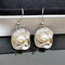 925 Silver Plated Women Earrings Flower Shell Pearl Pendant Earrings - Silver