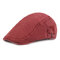 Men's Embroidery Cotton Cap Forward Hat British Retro Sun Hat Literary Beret - Red
