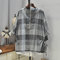 Fashion 19 Seasons New Fresh Grid Side Tie With Stand Collar Wild Short-sleeved Shirt 4364 - Gray
