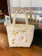 Women Fanshion Cute Cloud Duck Embroidered Tote Bag Large Capacity Shoulder Bag - White 1