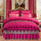 4Pcs/set Velvet Bedding Set Roman Holiday Style Twin Full Queen King Duvet Cover Bed Skirt - Rose Red