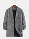 Mens Autumn Fashion Handsome Mid-long Single Breasted Tartan Woolen Coat - Black