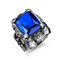 Vintage Geometric Square Gemstone Finger Ring Sculpture Titanium Steel Men's Ring Punk Jewelry - Blue