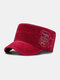 Men Cotton Letters And Five-pointed Star Pattern Embroidery Patch Casual Military Cap Flat Caps - Red