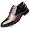 Men Classic Color Blocking Business Formal Dress Shoes - Brown