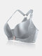 Wireless Front Closure Lace Patchwork Seamless Beauty Back Bra - Grey