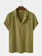 Mens Solid Color Breathable Light Chest Pocket Short Sleeve Henley Shirts - Green
