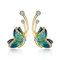 Luxury Butterfly Gold Earrings Sweet Ceramic Rhinestones Crystal Earrings Elegant Gift for Women - Blue