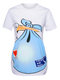 Cute Cartoon Print Maternity Comfy Cotton T-Shirt - Blue