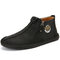 Menico Men Hand Stitching Leather Non Slip Side Zipper Soft Sole Casual Boots - Black