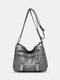 Women Vintage Multi-pocket PU Leather Soft Crossbody Bag Shoulder Bag - Gray