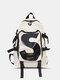 Men Casual Nylon Letter Pattern Waterproof Large Capacity Backpack - White