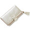 Women Laser PU Leather Wallet Elegant Wallet Purse Wristlet Wallet Clutches Bag - Beige