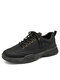 Men Outdoor Round Toe Non-slip Lace Up Work Casual Shoes - Black