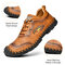 Men Hand Stitching Outdoor Toe Protective Slip Resistant Cow Leather Shoes - Brown