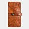 Men Vintage Card Holder Solid Phone Bag Long Wallet - Brown
