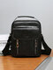 Men PU Leather Retro Multi-Layers Crossbody Bag Sling Bag - Black