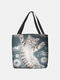Women Cute Comfortable Cat Pattern Print Shoulder Bag Handbag Tote - Gray