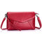 Genuine Leather Pure Color Retro Shoulder Bags Crossbody Bags For Women - Wine Red
