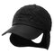 Mens Womens Solid Color Ear Protection Warm Velvet Baseball Cap Winter Adjustable Casual Hat - Black