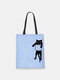Women Cat Pattern Pringting Handbag Shoulder Bag Tote - Blue