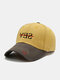 Unisex Polyester Cotton Contrast Colors Patchwork English Embroidery Topstitched Fashion Baseball Cap - Yellow