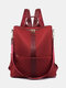 Casual Soild Strap Design Large Capacity 14 Inch Laptop Handbag Backpack - Red