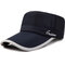 Men's Mesh Flat Cap Spring Fast Drying Breathable Sun Visor Long Brim Flat Top Hat - Navy Blue